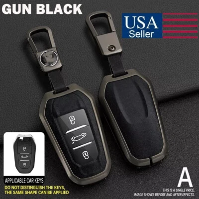 Funda Carcasa Llavero Coche Cuero Negro Pistola Para Peugeot 3008 2008 5008 508 Foto 1 de 4