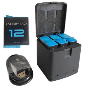 For GoPro 12 11 10 9 Universal Battery (3xBattery + 1xCharger) 1800mAh Capacity - Picture 1 of 7