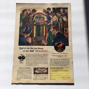 Vintage 1947 Print Ad WURLITZER Jukebox 11-1/4”x8” 1-Page Ad - Picture 1 of 9
