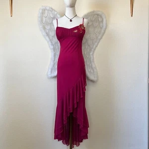 Vintage Y2K 90s Fairy Whimsical Coquette Dress Ruffle Beaded Party Dress USA - Picture 1 of 9