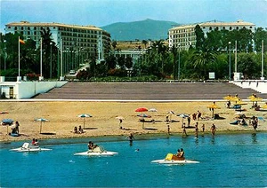 Marbella Hotel Andalucia Plaza Postcard Costa del Sol Panoramic View beach boats - Picture 1 of 2
