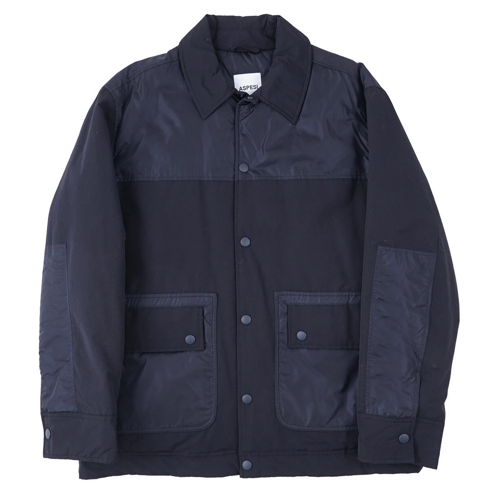 Aspesi Navy Blue Insulated Technical Fabric Snap-Front Jacket L New - Image 1 of 4