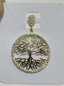 14k Gold Tree of Life Pendant with CZ stones - Picture 1 of 5