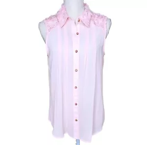 New Directions Womens Sleeveless Top With Rosettes On Shoulders Size M - Picture 1 of 10