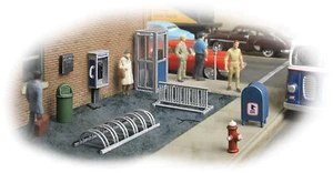 Walthers HO 1/87 CITY STREET ACCESSORIES mailboxes trashcans fire hydrants &more - Picture 1 of 3