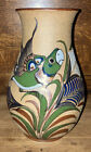 Tacat Mexican Stoneware Pottery Handmade Vase  W/Parrot