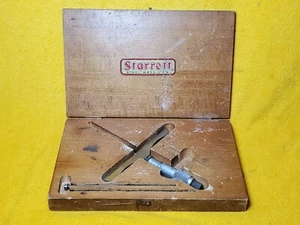 STARRETT 455 MACHINIST 0 - 3" MICROMETER DEPTH GAGE IN WOOD CASE USA  - Picture 1 of 7