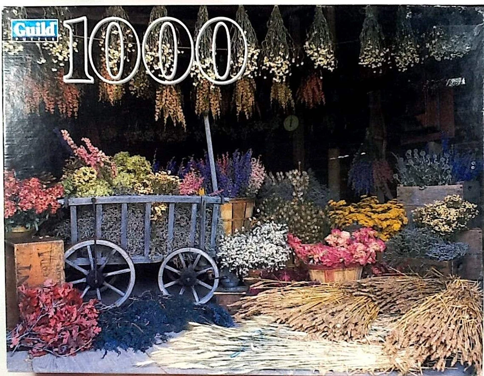 1996 Dried Flower Market 1000 pc Jigsaw Puzzle 20-1/8" X 27-1/2" Guild - Image 1 of 1