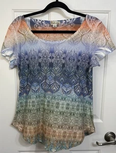 Top donna World Unity manica corta impreziosito M blu arancione verde - Foto 1 di 6