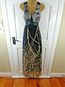 St Martins Black Patterned Animal Print Lined Maxi Dress, UK 10 12, Exc Cond - Picture 1 of 4