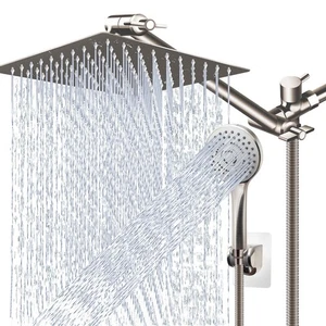 (Brushed Nickel),12'' High Pressure Rain Shower Head with 11'' Adjustable Ext... - Bild 1 von 7