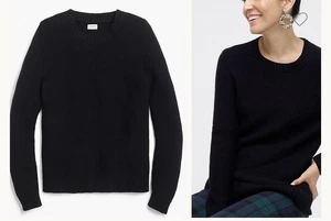 J. Crew | Damen | Klassischer Rundhals Pullover | Schwarz | Baumwolle | Wolle | XS - Bild 1 von 6