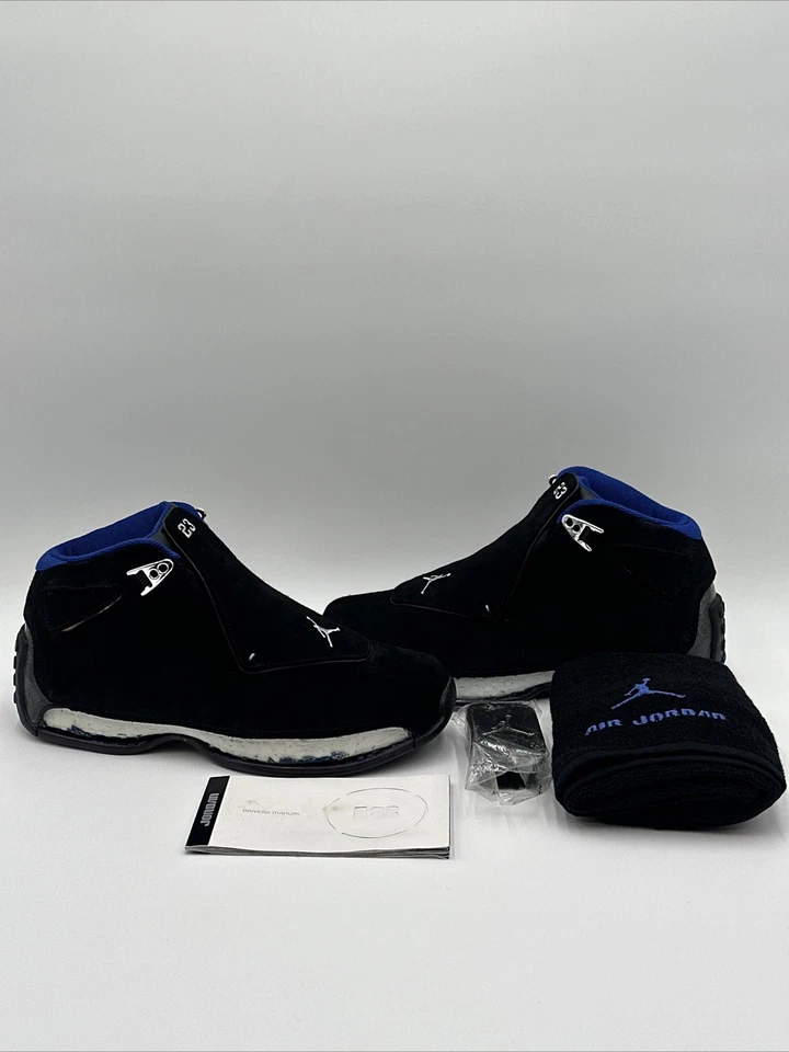 Air Jordan 18 OG Negro Sport Royal 2003 Talla 9.5 Totalmente Nuevo 305869-041 Foto 1 de 4