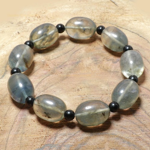 VALENTINO Bracciale Regalo Sorelle Perline Nuove Pietra Quarzo Grigio Compleanno Fatto a Mano Argento 925