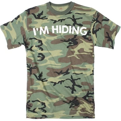 CRAZY DOG TSHIRTS Mens Im Hiding Camo T Shirt Funny Sarcastic Military Hunting Novelty Dad Joke