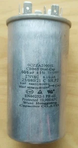 CBB65 Dual-Cap Motor Run Capacitor 60/6 uF, 270VAC, 50/60Hz, 5%, 6.1/0.6A - Picture 1 of 8