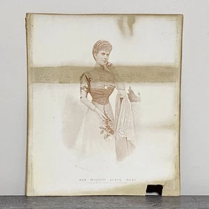 Antigua impresión artística vintage de Su Majestad la Reina María a bordo F. W. Searight rara - Imagen 1 de 19