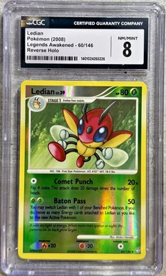 Pokemon Card Ledian Rev Holo CGC 8 NM/Mint, Legends Awakened 60/146, 2008 (1) - Image 1 of 4