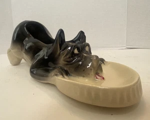 Vintage unmarkiert McCoy Keramik Scottie Hund Kommode Caddy Halter Schmuck Tablett Pflanzgefäß - Bild 1 von 11