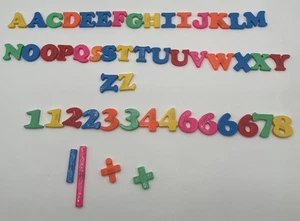 Vintage Refrigerator Magnets Plastic Colors Alphabet Numbers 51 Pieces - Picture 1 of 4