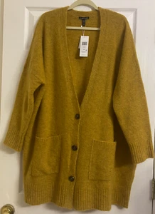 Cárdigan cuello en V mohair/lana dorado bruñido Eileen Fisher nuevo con etiquetas $398 M L - Imagen 1 de 3