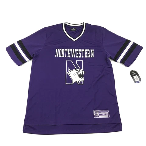 NEW Northwestern Wildcats Jersey Size Large L Purple Shirt Short Sleeve Tee NCAA Cover
