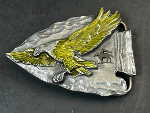 Arrowhead Eagle Belt Buckle Siskiyou Native American Indian Spirit Green Enamel - Picture 1 of 7