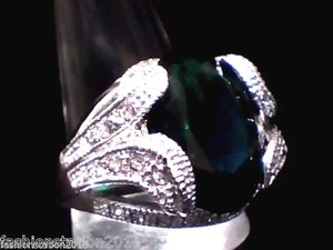 WOW wunderschön geschaffene Smaragd & österreichische Kristalle 18Kt. Weißgold gefüllt Größe 12 - Bild 1 von 5