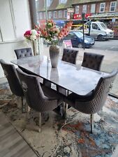 Luxury Extendable Grey Marble Dining Table 150cm 180cm 