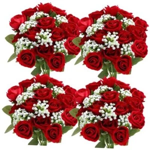 60 Pcs Artificial Rose Flowers Bulk Fake Silk Roses Bouquet with Stem 30 Red - Picture 1 of 7