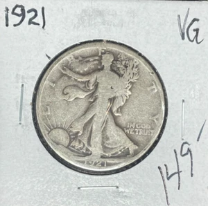Medio dólar de plata Walking Liberty 1921 ~ en muy buen estado ~ bonita moneda~ - Imagen 1 de 2