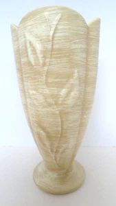 2001 Haeger Pottery Vase 10.5" Leaf Vine 3D Front/Ivory With Tan Brushstrokes - Picture 1 of 8