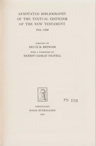 Annotated bibliography of the textual criticism of the New Testament 1914-1939 - Picture 1 of 1