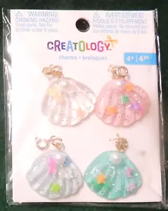 4pc Creatology Pendants Charms Sea Shell Clam Shells w/ Star & Pearl Decor New - Picture 1 of 1
