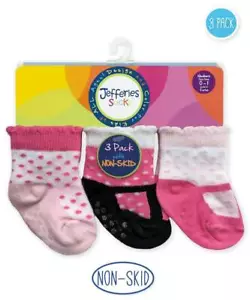 Paquete de 3 calcetines antideslizantes con correa en T rosa y negro talla 1-4 - Imagen 1 de 1