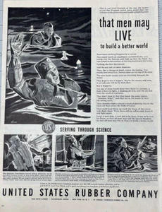 1944 United States Rubber Company Vintage Print Ad Merchant Seamen Life Vest - Bild 1 von 4
