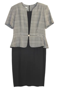 VINTAGE 80's Leslie Fay Houndstooth Suit Jacket Dress Sz 12 NWT NOS - Picture 1 of 3