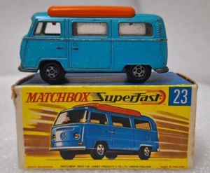 MATCHBOX LESNEY SUPERFAST VW Volkswagen T2 Camper Combi #23 Blue EXTREMELY RARE - Picture 1 of 11