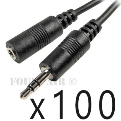 100 Pack Lot - 6ft 3.5mm Stereo Audio Extension Cable Male to Female M/F MP3 1/8 - Image 1 of 2