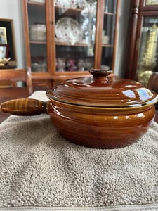 LARGE Vintage Nasco Brittany Brownware Fondue Oven Proof Bean Pot Rare HTF - Picture 1 of 19
