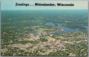Postcard Rhinelander Wisconsin c1960s Aerial View Greetings - Bild 1 von 2