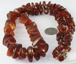 VINTAGE CHUNKY 24.5 INCH LONG AMBER NECKLACE GOLD FILLED - Picture 1 of 3