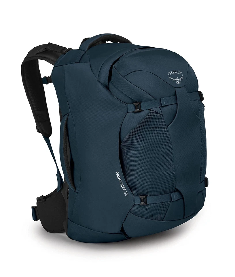Mochila de viaje Osprey Farpoint 55L para hombre azul espacial silenciosa ligera duradera Foto 1 de 1