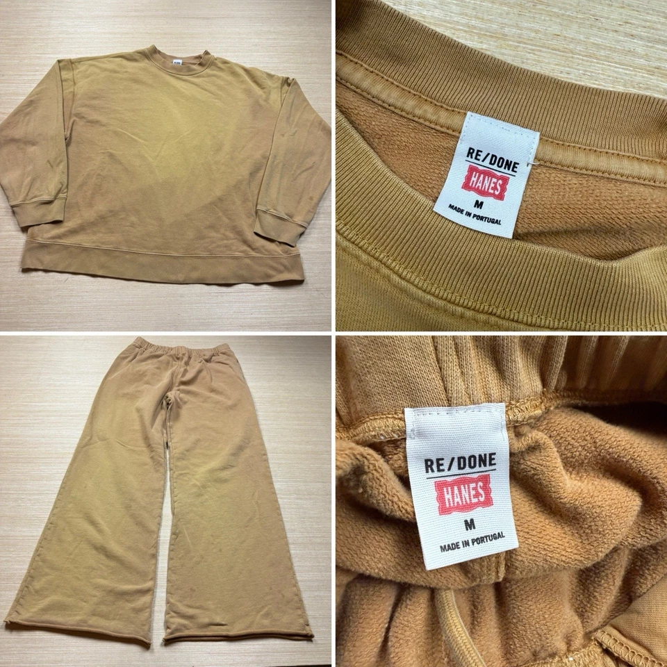 Calça moletom Hanes Re/Done moletom 2 peças desbotada perna larga moletom vintage M - Imagem 1 de 4