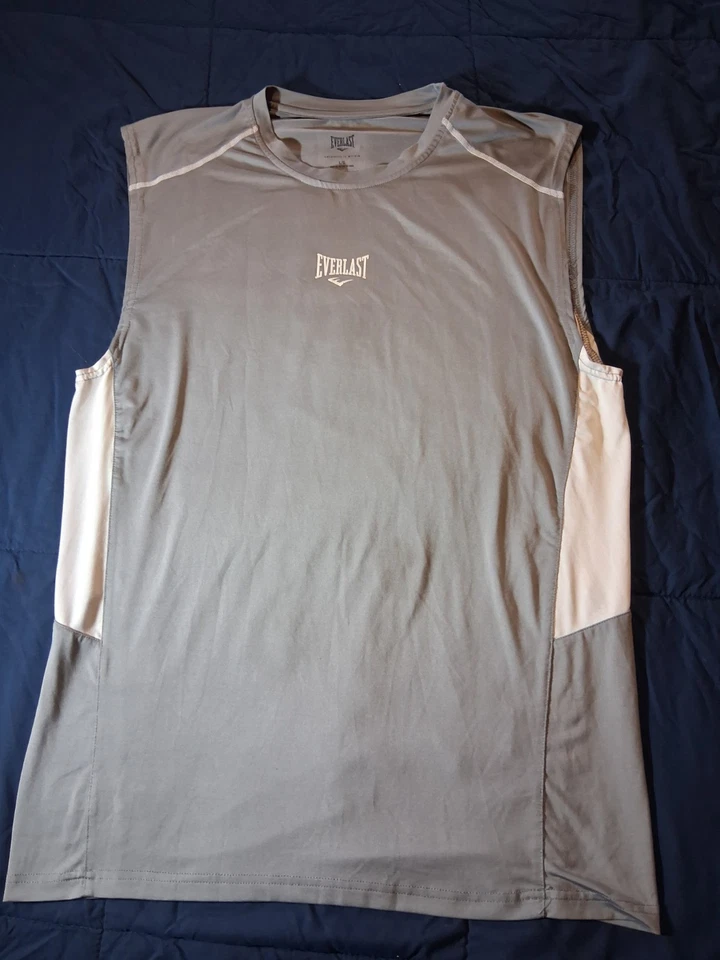 Camisa masculina Everlast sem mangas grande cinza treino crossfit corrida desempenho - Imagem 1 de 4