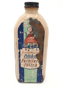 Sherwin Williams Polish Ol Furniture Polish Anchor Hocking Glass 8” Bottle Label - Picture 1 of 12