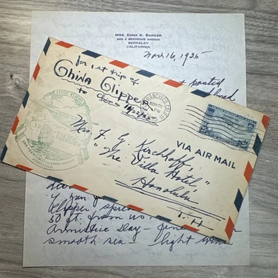 China Clipper 1er Vuelo Cubierta y Carta 25c Trans Pac Correo Aéreo SF a Hawai Foto 1 de 4