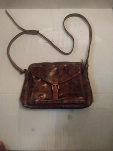 Patricia Nash Avellino Crossbody Deep Burgandy Brown Floral Leather Handbag Purs - Picture 1 of 11