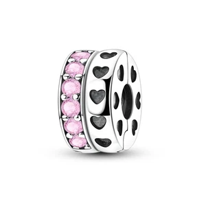 MULA Feine 925 Stering Silber DIY Charm Pink AAA CZ Herz Clip für Frauen Armband - Bild 1 von 5