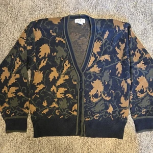 Vintage Jones New York Pullover Strickjacke Lammwolle Opa L weich Herbst Autumn AOP - Bild 1 von 9